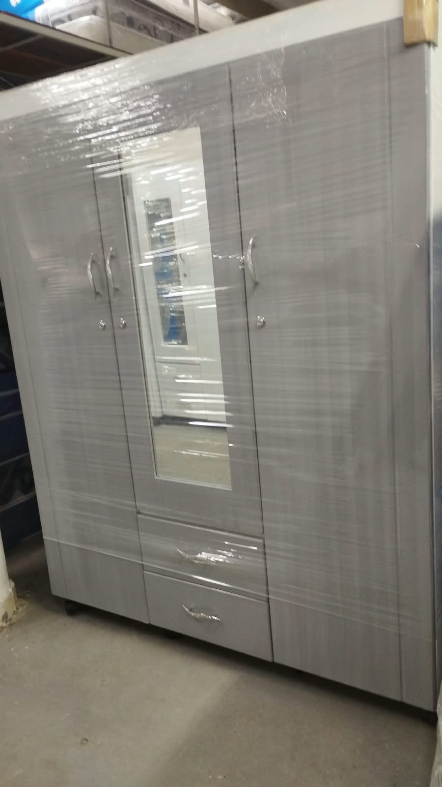 Armario 140 cm color gris, armario grande con espejo y cajones - armarios en Cali con pago contra entrega