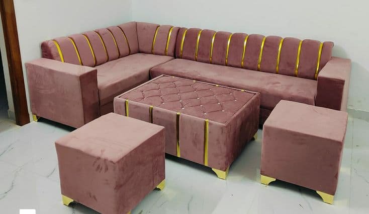 Sofá cama en L modular color palo de rosa, sofa cama en L en Cali